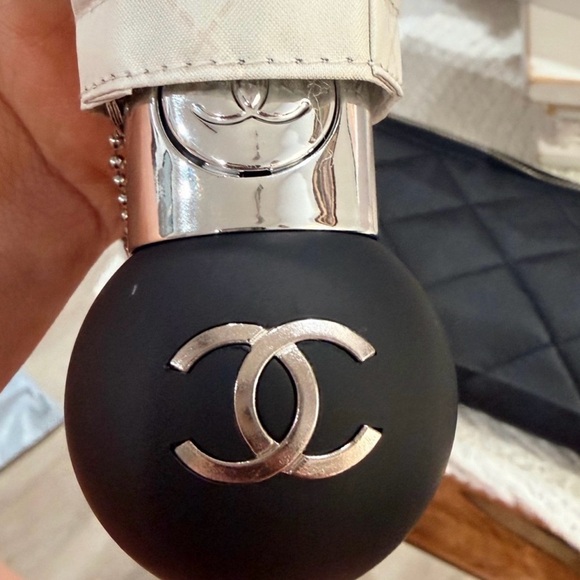 CC Cream and Black Printed Camellia Flower Umbrella - Picture 10 of 12